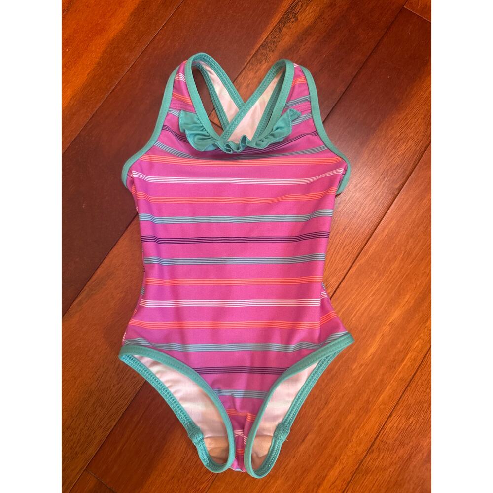 Patagonia Baby One Piece Pink Striped Swimsuit Size 6-12 Months